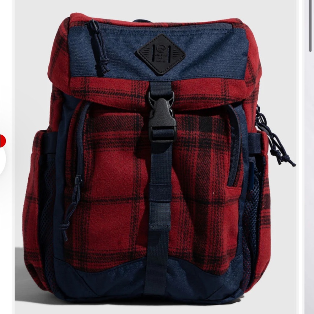 United By Blue Red Plaid and Navy Backpack
